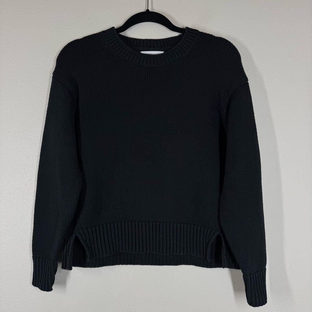 Everlane Black Crew Neck Sweater Knit Cotton Blend Pull Over Basics Size 8